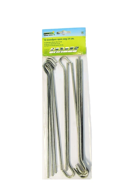 Campking Zak 10 Grondpen Open Oog 24 Cm Haring 1 Campking Zak 10 Grondpen Open Oog 24 Cm Haring